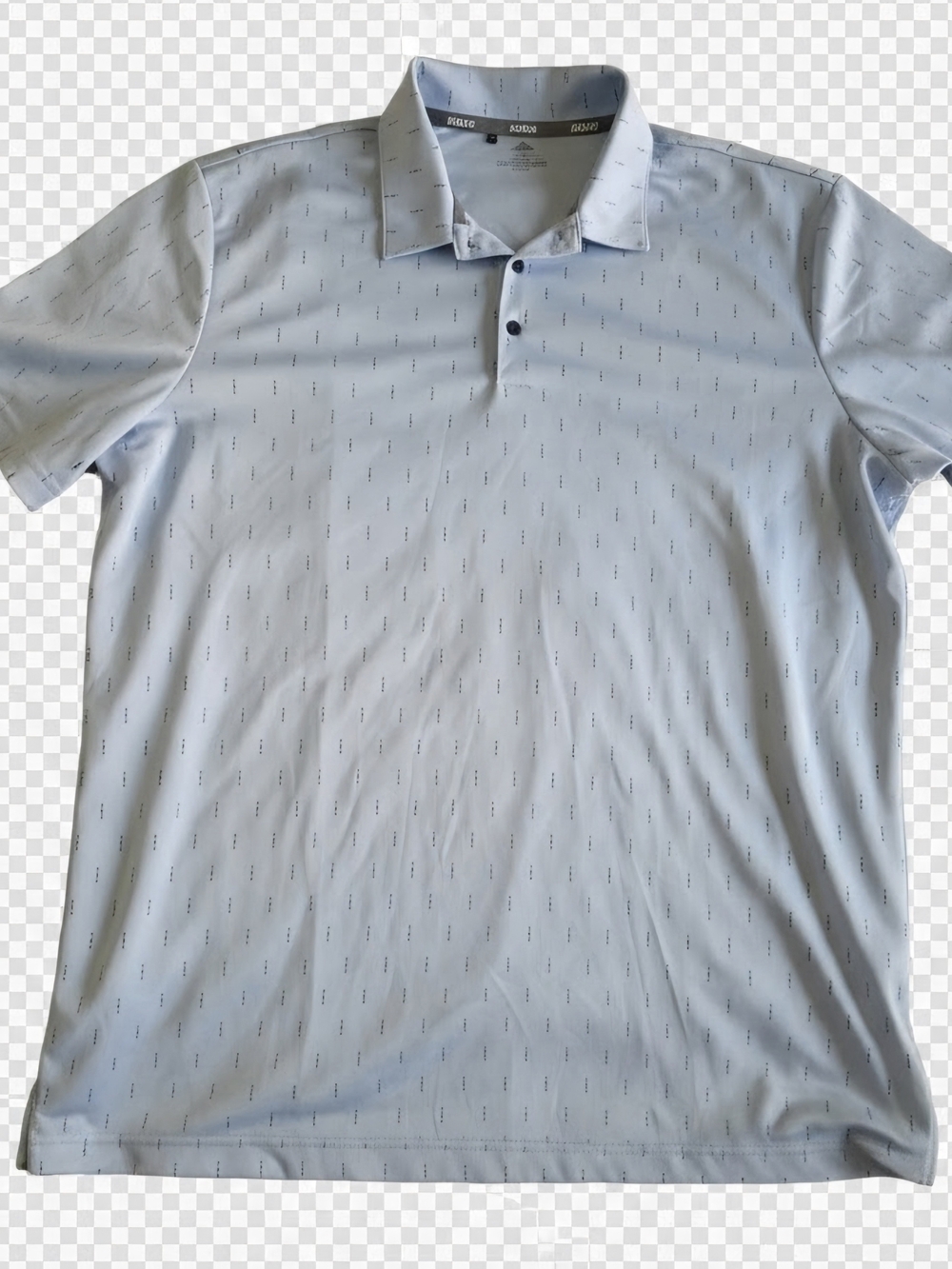 adidas Light Blue Short-Sleeve Polo with Micro Print
